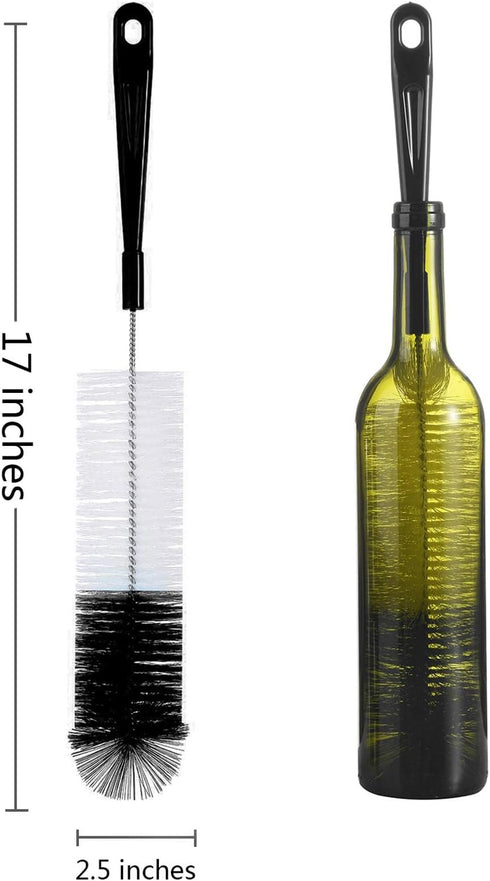 ALINK 16in Extra Long Black Bottle Cleaning Brush Cleaner for Washing Narrow Neck Beer/Wine/Thermos, Sport Well/Brewing Bottles/Hummingbird Feeder...