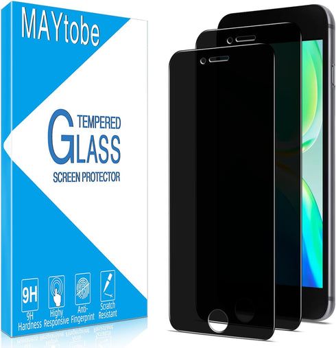 MAYtobe [2 Pack Privacy Screen Protector For iPhone 8 Plus and iPhone 7 Plus Tempered Glass, Bubble Free, Case Friendly, Easy to Install...