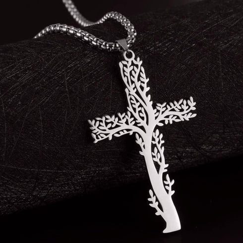Jude Jewelers Stainless Steel Christian Cross Tree of Life Religious Prayer Church Christmas Baptizing Pendant Necklace...