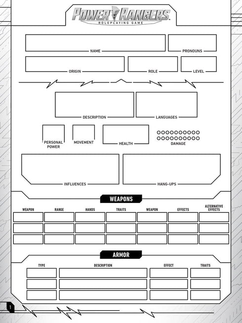 Renegade Game Studios Power Rangers Roleplaying Game Expanded Character Sheet Journal, Customize and Develop Characters...