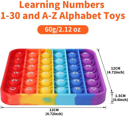 Fidget Games Learning Toys,Learn 26 Letters & 1-30 Numbers & Motifs 2 in 1 Children's Educational Toys, Stress Relief, Autism Sensory Toys (Pack o...