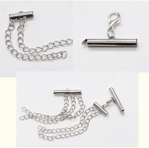 JOJOPLAY All Size Slider Clasp for Beading Slide Tube Cord Ends with Open Jump Rings Lobster Clasp Chain Extender Jewelry Finding Kit Bead Loom En...