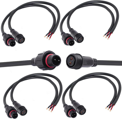2 wire waterproof connector, 2Pin Male Female Plug LED Connector,with 16AWG IP68 20CM Extension Cable for Car, Boat,Truck,Indoor/Outdoor LED Strip...