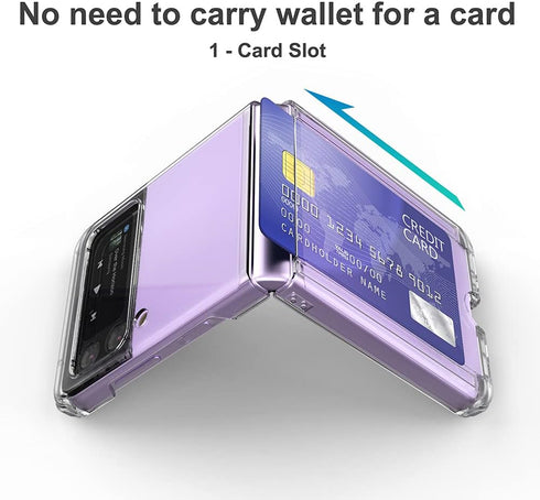 for Galaxy Z Flip 3 Case Cover Clear Card Slot Slim Hard Rugged TPU Edge Protective Case Z POP...