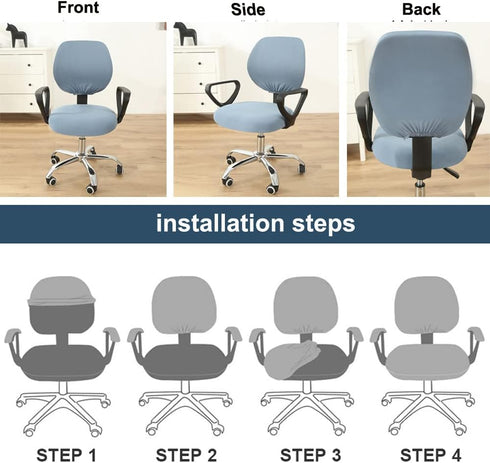 Office Chair Cover Water Resistant- Split Protective & Stretch Jacquard Elastic Universal Slipcover for Desk Task Chair, Computer Rotating Chair, ...