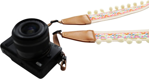 Original Design Personalized Adjustable Camera Strap Super Colorful & Cute Pompom Tassel, Fit for Canon Nikon Sony Olympus Interchangeable Lens Di...