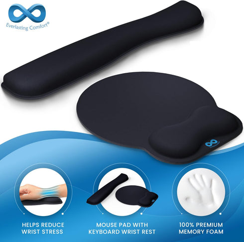 Wrist Rest with Ergonomic Mouse Pad - Memory Foam Desk Cushion for Carpal Tunnel by Everlasting Comfort...