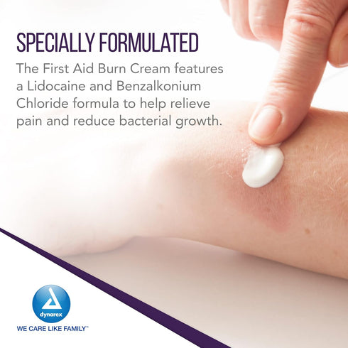 Dynarex First Aid Burn Cream - Burn Ointment For Minor Cuts, Wounds, Burns - Single Dose Water-Based Formula with Benzalkonium Chloride - For Medi...