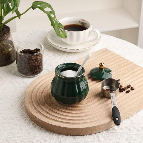 Sweejar Royal Ceramic Sugar Bowl, 8 Ounce Sugar Container with Spoon and Lid, Porcelain Salt Bowl Salt Container, Sugar Holder for Coffee Bar, Hom...