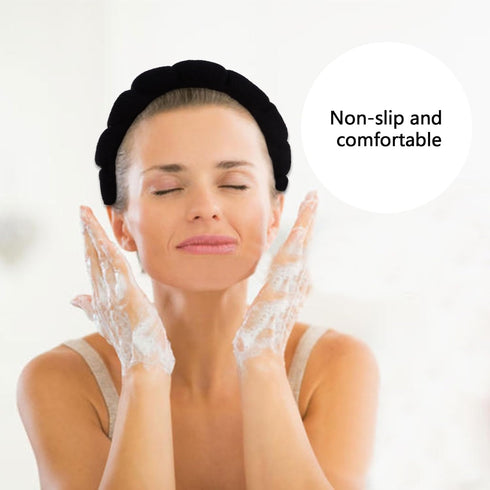 2 PCS Puffy Spa Headband for Women Sponge Headbands for Girls Terry Towel Cloth Fabric Head Band for Face Washing, Skincare, Makeup Removal, Facia...