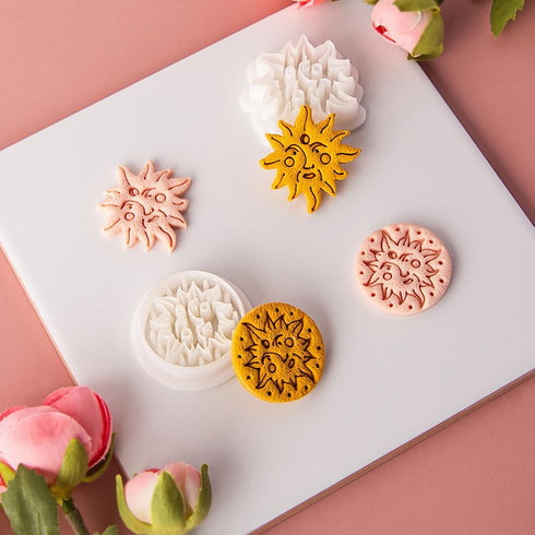 Myhiju 2 Pcs Vintage Bohemian Sun Polymer Clay Cutters,Retro Boho Sun Polymer Clay Earrings Polymer Clay Molds Sun Clay Earring Cutters for Polyme...