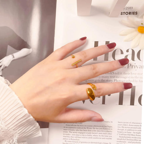 Chunky Dome Ring Stainless Steel Statement Rings for Women Teen Girls Irregular Geometric Rings Titanium Stackable Rings Adjustable Knuckle Midi R...
