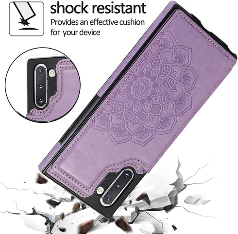 NKECXKJ Design for Samsung Galaxy Note 10 Case with Tempered Glass Screen Protector Credit Card Holder Slot, PU Leather Wallet Phone Cases Kicksta...