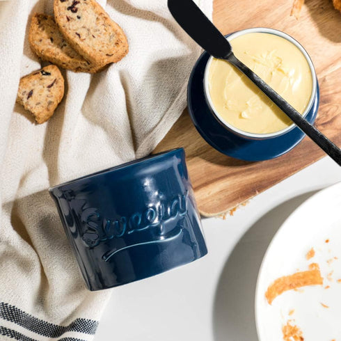 Sweejar Porcelain Butter Crock Keeper, French Butter Dish Keeps the Butter Fresh Soft & Spreadable, Serving Butter Easy for Bread Lovers Breakfast...