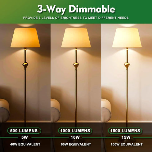 3 Way LED Light Bulbs, 40 60 100 Watt Equivalent, 2700k Warm White, Three Way A19 Dimmable Light Bulb with E26 Medium Base, Perfect for Table Lamp...