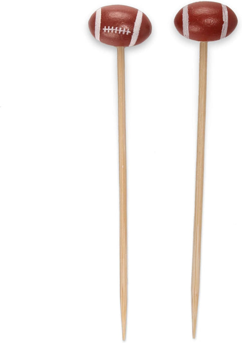 BambooMN 5.9"Decorative Sports Ball End Bamboo Cocktail Fruit Sandwich Picks Skewers for Catered Events, Holiday's, Restaurants or Buffets Party S...