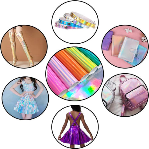 11.8"x53" Holographic Faux Leather Fabric, Mirror Reflective Vinyl for DIY Hair Bows Bags Sewing Crafts (Pink)...