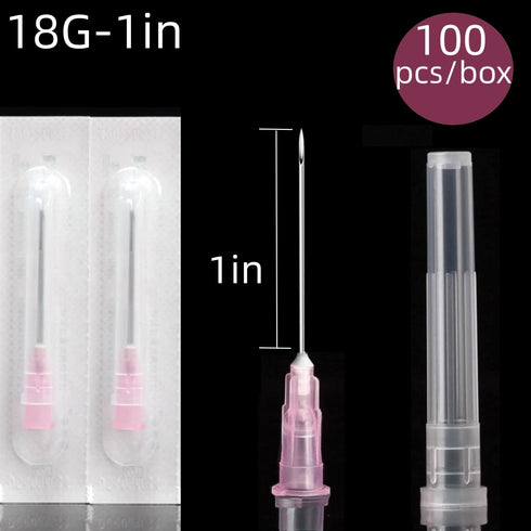 100 Pack - 18G 1 Inch Dispensing Needle Sterile with Luer Lock for Industry, Scientific Laboratory, Plant Cultivation Research, Liquids Refiling a...