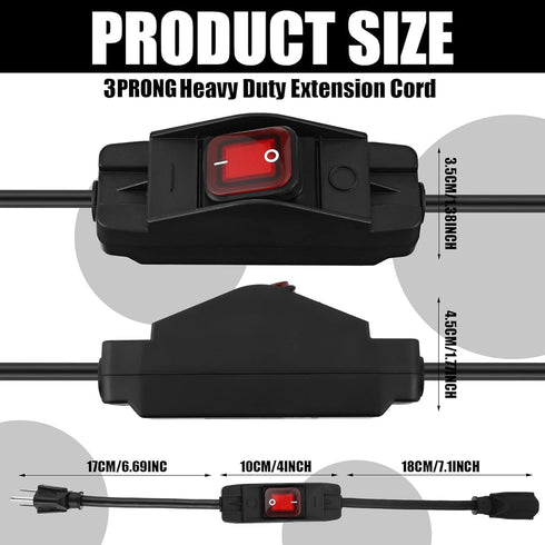 Weewooday 3 Prong Outdoor Extension Cord with Waterproof Switch 1875W Heavy Duty 14/3 SJT Cable Inline On/Off 15A 125V Grounded Outlets Plugs for ...