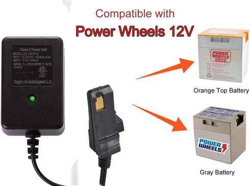 12 Volt Battery Charger for All Power Wheels 12-Volt Ride-on Toys, for Fisher-Price Using The Gray Battery or The Orange Top Battery...