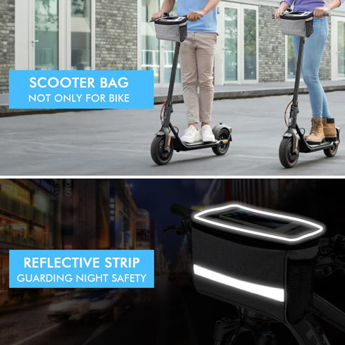 Bike Handlebar Bag, Bike Basket Front, Scooter Bag with Bike Phone Mount, Bike Cooler Bicycle Basket Road Mountain Bike Pouch Pack Cycling Accesso...