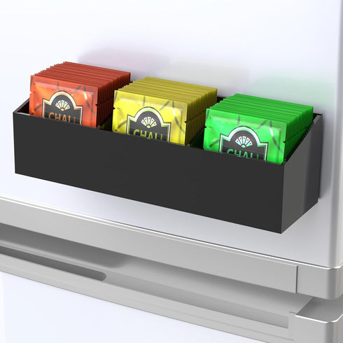 NiHome Magnetic Three-Compartment Acrylic Tea Bag Organizer, Versatile Storage Solution for Tea Bags and Small Items, Durable Sleek Design with Co...