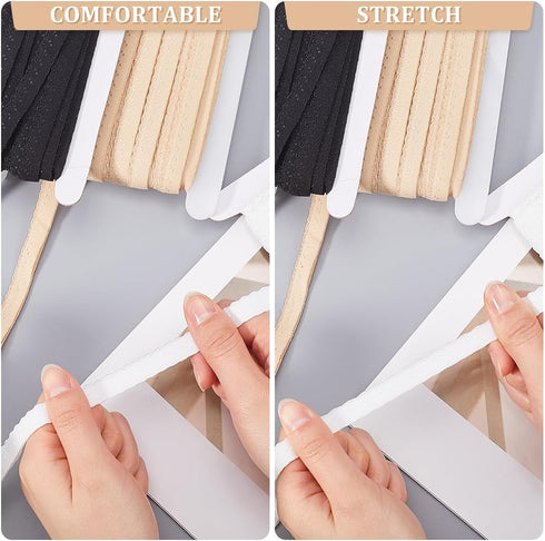 GORGECRAFT 25 Yards White Elastic Lace Trim 10mm Wide Stretch Edge Lingerie Edging Trimming Webbing Crocheted Lace Cord Ribbon for DIY Sewing Craf...