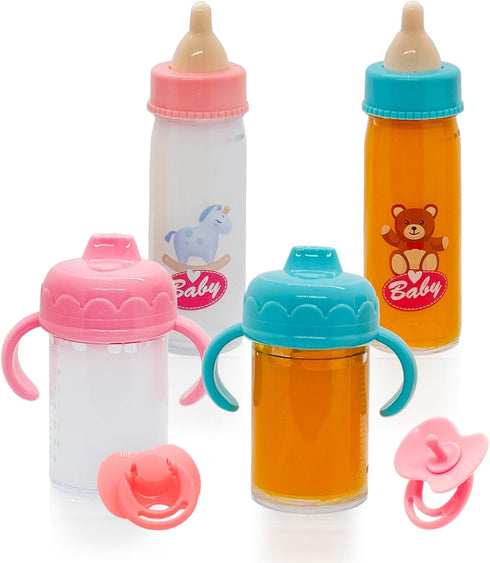 Baby Doll bottle Accessories Toys Baby Doll Magic bottles Playset Disappearing Bottles with Pacifier for Little Girls (small set(for 8-12" doll))...