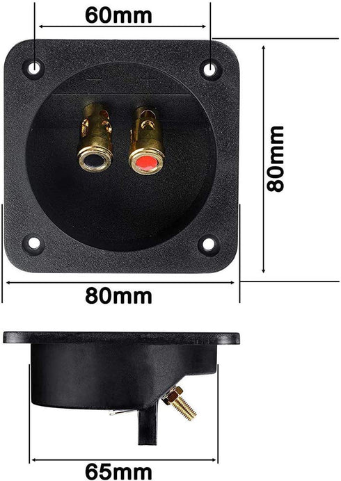 3.1” Square Double Binding Gold Plate Push Spring Loaded Jacks Connector Speaker Box Terminal Cup with Screws (Black - 4pcs)...