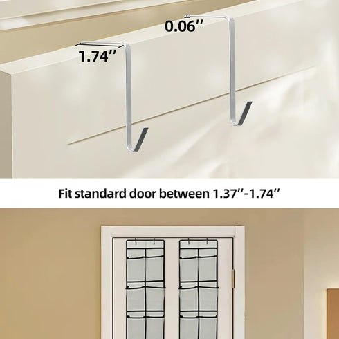 Over The Door Shoe Organizer, 14 Large Mesh Pockets Hanging Shoe Rack for Closet Organizers and Storage, Gray, 2-pack (gray)...