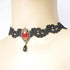 Gothic Black Choker Lace Necklace Royal Court Vampire Choker Necklace with Red Rhinestone and Black Teardrop Pendant Halloween Costume Jewelry for...