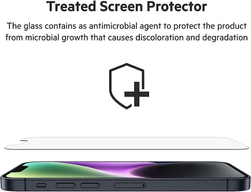 Belkin Tempered Glass Screen Protector - iPhone 14 Pro Screen Protector - Included Guide Stickers for Easy Alignment - 9H Hardness Tested - Compat...