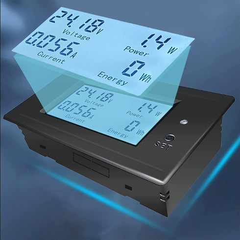 DC Multifunction Monitor Meter,6-200V,0-50A,LCD Display Digital Current Voltage Solar Power Meter Multimeter Ammeter Voltmeter...