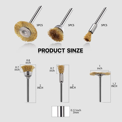 15 Pieces Copper Wire Brushes, Wire Brush Wheel, Copper Wire Polishing Wheel Kits for Dremel Rotary Tools (1/8 Inch Mandrel)...