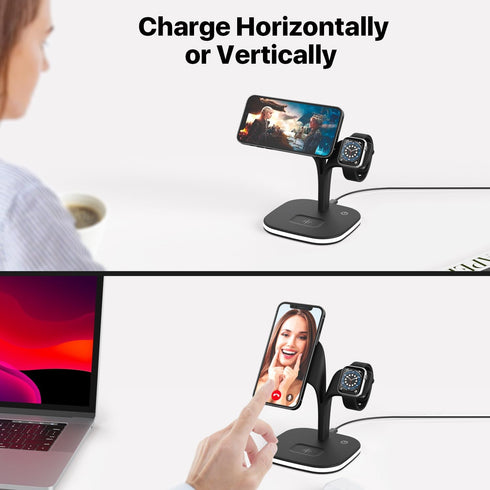 Magnetic Wireless Charger Station - 5 x1 Fast Charging - Compatible with iPhone 15/14/13/12 Series, iwatch 1-9/Ultra, Airpods Pro - Wireless Charg...