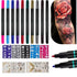 Temporary Tattoo Markers 10 Body Markers, Butterfly Fake Tattoos for kids and Adults, Dual-End Tattoo Pens for Skin Face Body Arm Birthday Party...