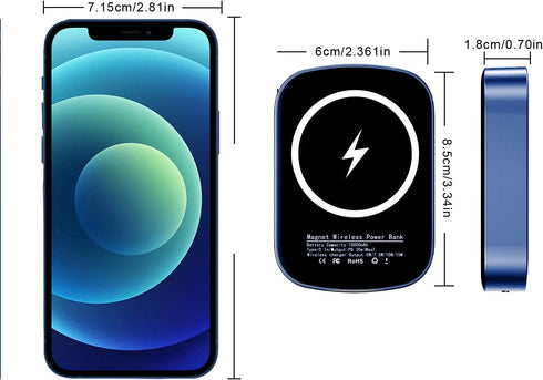 Magnetic Wireless Portable Charger,10000mAh 15W Fast USB C Small Wireless Power Bank, Especially External Strong Powerful Battery Pack for iPhone ...