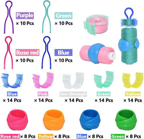 142 Pcs Bobbin Clamps Holders Thread Buddies, Bobbin Holder Clips Color Thread Clips Holder Silicone Spool Huggers Thread Holders for Embroidery Q...