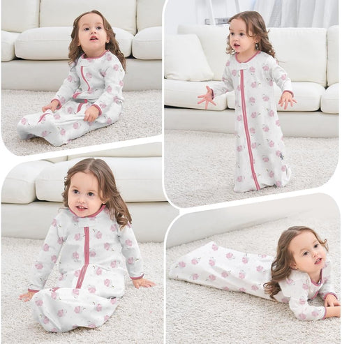 Long Sleeve Sleep Sack, 100% Cotton Baby Sleeping Bag 0-18 Months Baby Wearable Blanket Super Soft Temp Regulating Premium Infant Toddler Kids Sle...