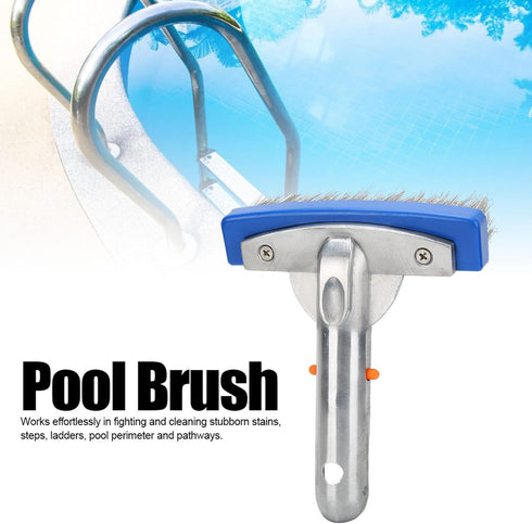 5.5in Swimming Pool Brush Stainless Steel Pool Scrub Brush for Spa Pond Floor Wall Pool Wall Cleaning Brush Cleaning Tool Easily Sweep from Walls ...