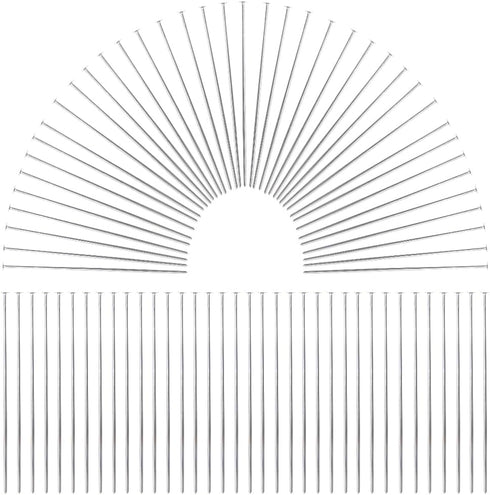 1 Box 600Pcs Straight Pins Bulk Silver Flat Head Pins Brass 50mm Long Brass Flat Headpins Jewelry Findings Pins for Jewelry Making Accessories Sup...