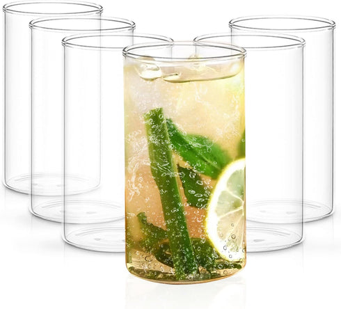 Borosil Drinking Glasses, 12 Oz, Set of 6, BPA Free, Borosilicate Drinking Glass, Clear & Lightweight Water Glass Set, Odor Resistant, Freezer & D...