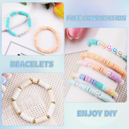 DIYDEC 3860pcs Clay Beads Bracelet Making Kit 8 Pastel Colors Polymer Heishi Beads for Girls Adult Gift Flat Beads Letter Beads and pearl for DIY ...