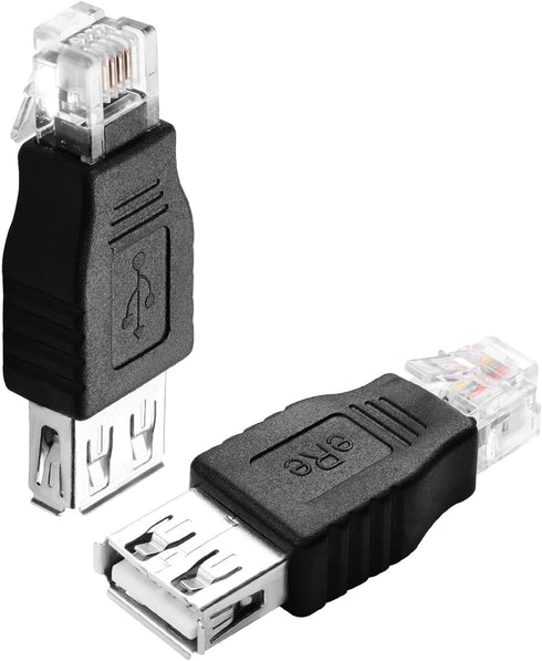 QIANRENON RJ11 to USB Telephone Line Adaptor RJ11 6P4C Male to USB A Female Modem Converter 4Pin RJ11 to USB Phone Interface Test Connector, for T...
