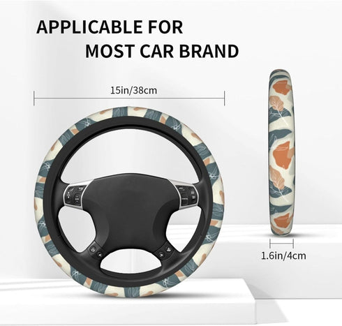 Foruidea Desert Leaf Car Steering Wheel Cover Neoprene Automotive Steering Wheel Cover Anti Slip and Sweat Absorption Auto Car Wrap Cover Fit Most...