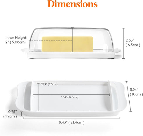 Lifewit Butter Dish with Lid for Countertop, Extra Large Plastic Butter Holder Container with Handles&Markings in Kitchen Organization, Perfect fo...