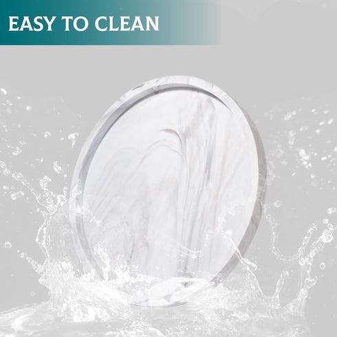 9" Round Bathroom Tray Decorative Vanity Tray Silicone Soap Holder Kitchen Countertop Organizer Coffee Table Decor for Candle, Perfume, Plant - Ma...