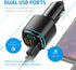 Upgraded Criacr V5.0 Bluetooth FM Transmitter for Car, QC3.0 Charge & 7 RGB Color LED Backlit Wireless FM Radio Car Adapter, Support Siri Google A...