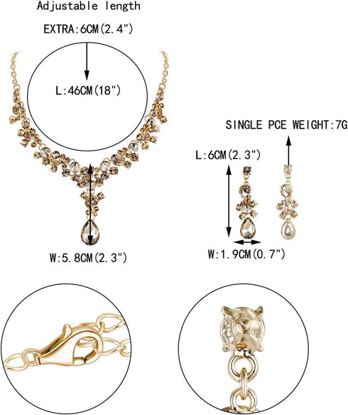 EVER FAITH Women's Rhinestone Crystal Elegeant Wedding Feast Floral Teardrop Necklace Earrings Set...