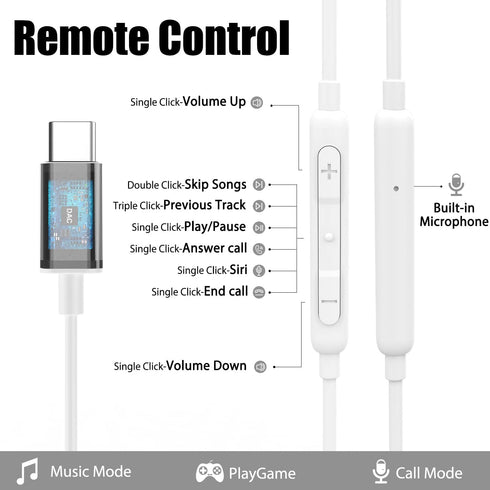 USB C Headphones, Type C Earbuds Magnetic Wired Earphones with Microphone and Volume Control Compatible with Google Pixel Xiaomi Samsung Oneplus S...
